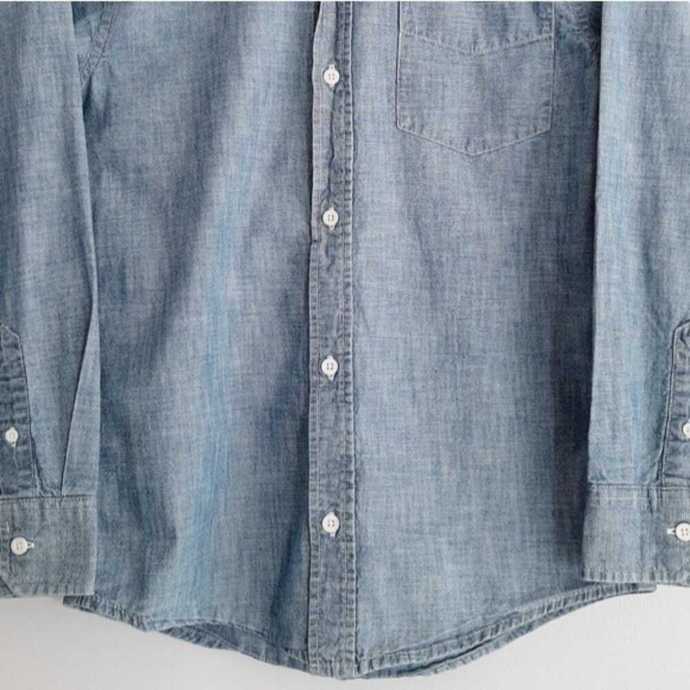 OLD NAVY 100% Cotton Chambray Blue Button Down Shirt Kids Youth Sz XL - Picture 3 of 9